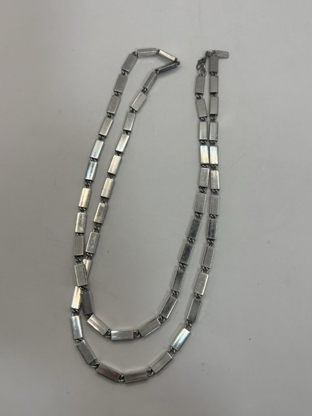 Monet Silver Bar Link Chain Necklace 14” Costume Jewelry